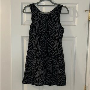 Black and Silver A-Line Mini Dress with Scoop Neck for Night Out